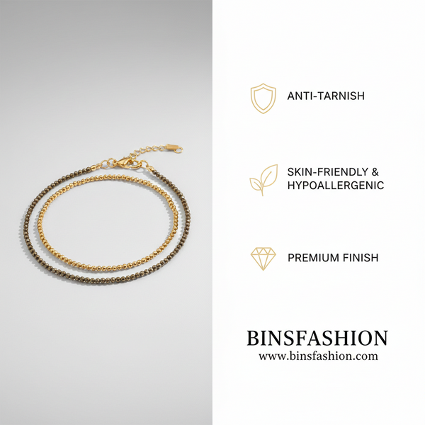 Pyrite Anklet for Women – Natural Healing Crystal Chain for Wealth, Protection & Positive Energy