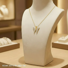 Golden Butterfly Crystal Pendant Necklace