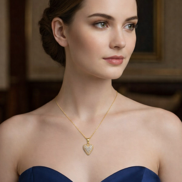 Radiant Heart Crystal Pendant Necklace