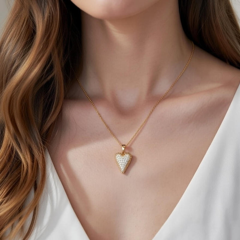 Radiant Heart Crystal Pendant Necklace