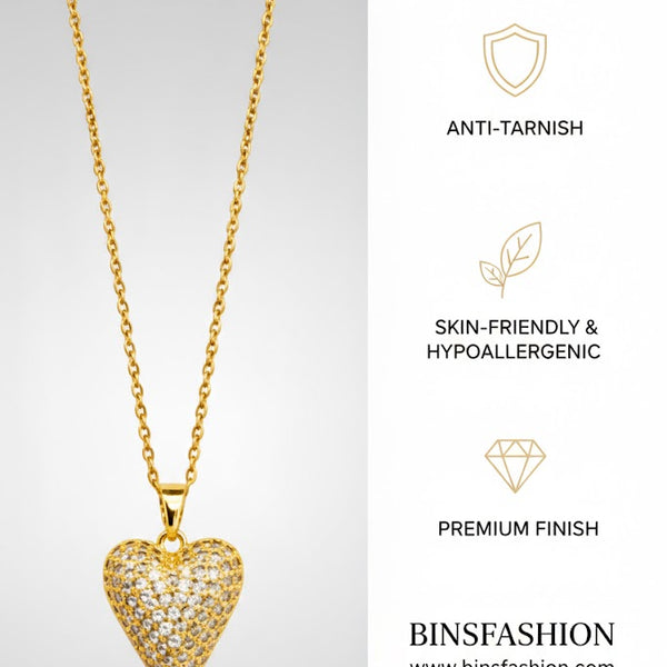 Radiant Heart Crystal Pendant Necklace