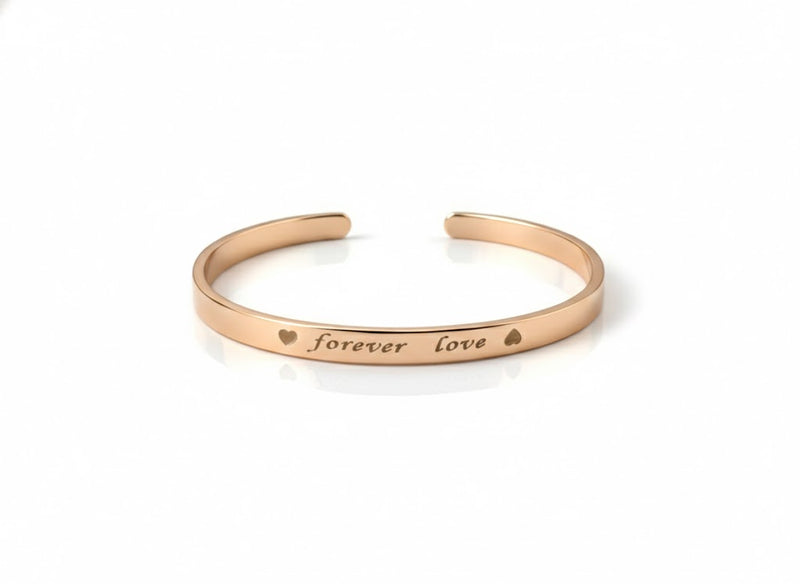 Forever Love Engraved Cuff Bracelet (Gold & Silver Plated)