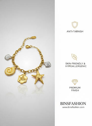 Ocean Charm Gold Bracelet for Women