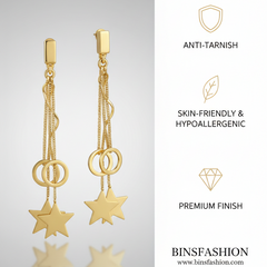 Celestial Star Chain Drop Earrings