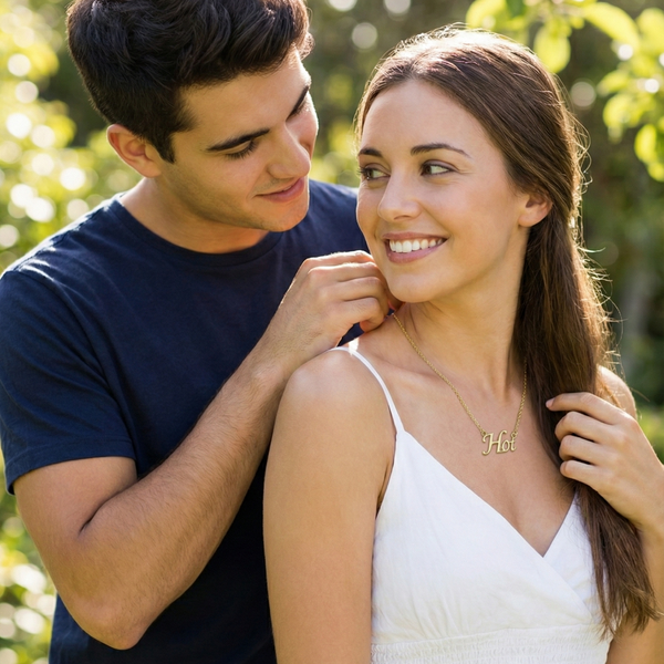 Hot Script Pendant Necklace – Trendy Gold-Finish Name Chain for Women & Girls